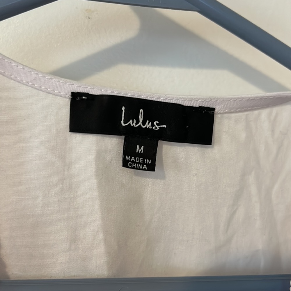 Lulu's White Ruffle V-Neck Blouse - Picture 3 of 4
